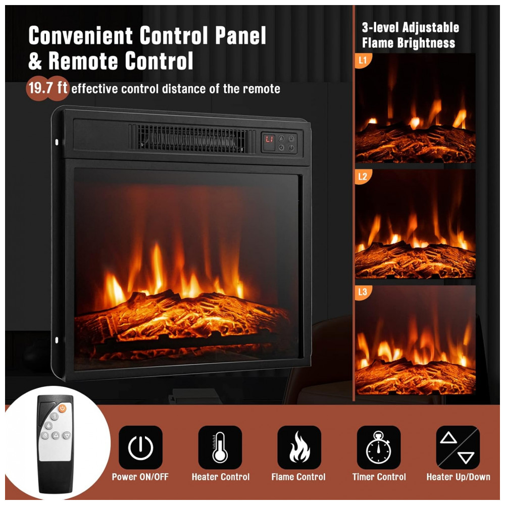 Rack TV Lareira Elétrica GOFLAME 122x76cm 1400W 55pol Chamas LED Branco 110V