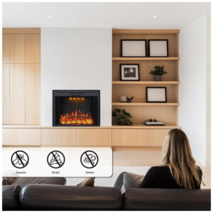 Lareira Elétrica Valuxhome 91x70cm 1500W Chamas 3 Cores Timer Embutir 110V