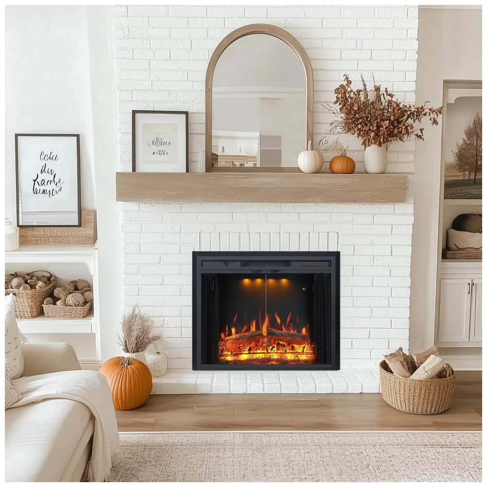 Lareira Elétrica Valuxhome 91x70cm 1500W Chamas 3 Cores Timer Embutir 110V