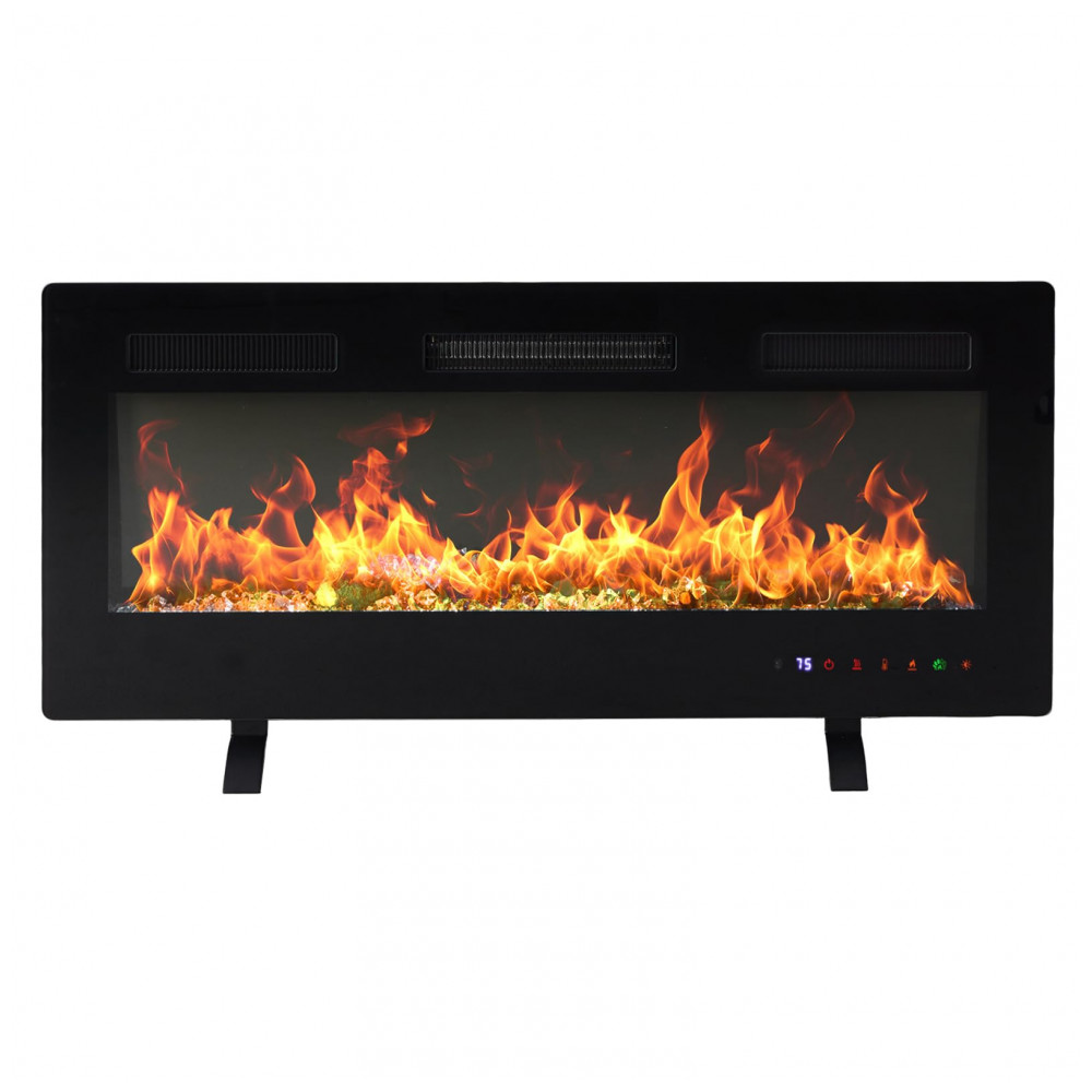 Lareira Elétrica DUMOS 107x46cm 1500W 13 Cores Chamas Touch Embutir 110V