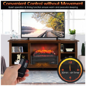 Lareira Elétrica Ecológica 23 58cm com Controle Remoto, Temporizador e Cores e Brilho de Chama Ajustáveis, 110V 1500W, GOFLAME SF413 23A, Preta