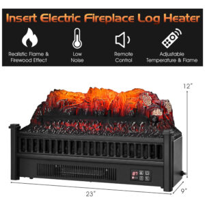 Lareira Elétrica Ecológica 23 58cm com Controle Remoto, Temporizador e Cores e Brilho de Chama Ajustáveis, 110V 1500W, GOFLAME SF413 23A, Preta