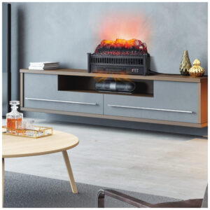 Lareira Elétrica Ecológica 23 58cm com Controle Remoto, Temporizador e Cores e Brilho de Chama Ajustáveis, 110V 1500W, GOFLAME SF413 23A, Preta