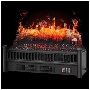Lareira Elétrica Ecológica 23 58cm com Controle Remoto, Temporizador e Cores e Brilho de Chama Ajustáveis, 110V 1500W, GOFLAME SF413 23A, Preta