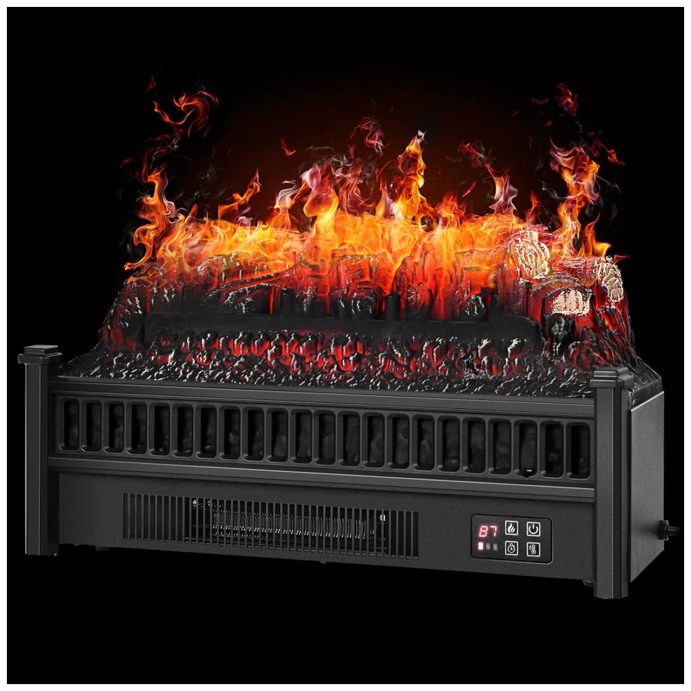 Lareira Elétrica Ecológica 23 58cm com Controle Remoto, Temporizador e Cores e Brilho de Chama Ajustáveis, 110V 1500W, GOFLAME SF413 23A, Preta