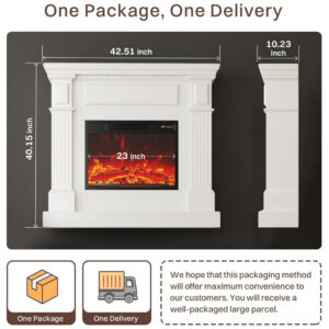 Lareira Elétrica FODINGHILL com Console de Madeira 109 cm 43 Insert 58 cm 23 1400 W Timer 8h Uso Interno