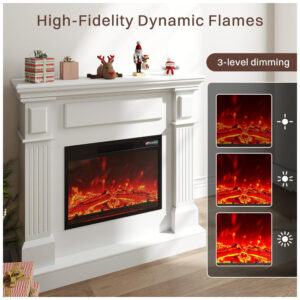 Lareira Elétrica FODINGHILL com Console de Madeira 109 cm 43 Insert 58 cm 23 1400 W Timer 8h Uso Interno