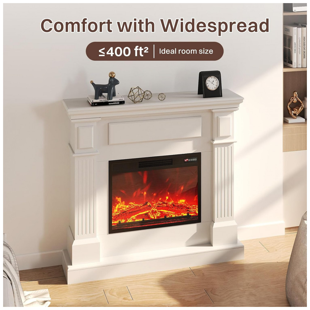 Lareira Elétrica FODINGHILL com Console de Madeira 109 cm 43 Insert 58 cm 23 1400 W Timer 8h Uso Interno