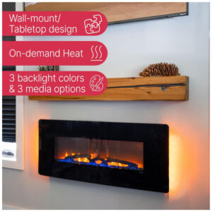 Lareira Elétrica de Parede Dimplex Winslow 48 Polegadas 122 cm Preta 1400W 120V