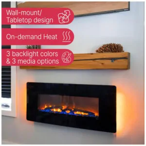 Lareira Elétrica de Parede Dimplex Winslow 48 Polegadas 122 cm Preta 1400W 120V