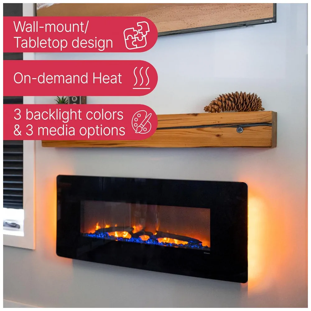 Lareira Elétrica de Parede Dimplex Winslow 48 Polegadas 122 cm Preta 1400W 120V