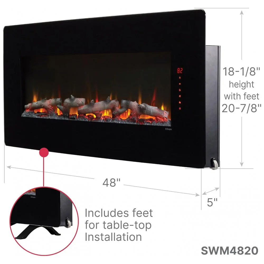 Lareira Elétrica de Parede Dimplex Winslow 48 Polegadas 122 cm Preta 1400W 120V