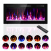 Lareira Elétrica Kucreiheat 107x46cm 1500W 12 Cores Chamas LED Embutir 110V