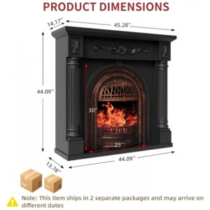 Lareira Elétrica SOOWERY HLGD05 45 Polegadas com Mantel Colunas Romanas Inserto Gaiola Bronze