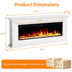 Lareira Elétrica NexFurn 187x85cm 1500W Rack TV Chamas LED Branca 110V
