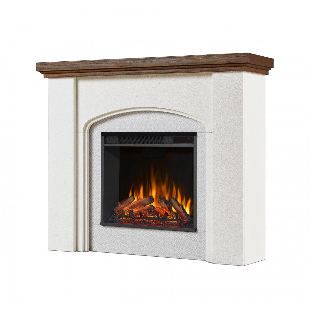 Lareira Elétrica Real Flame 125x103cm 1500W Chamas 12 Cores Branco 110V
