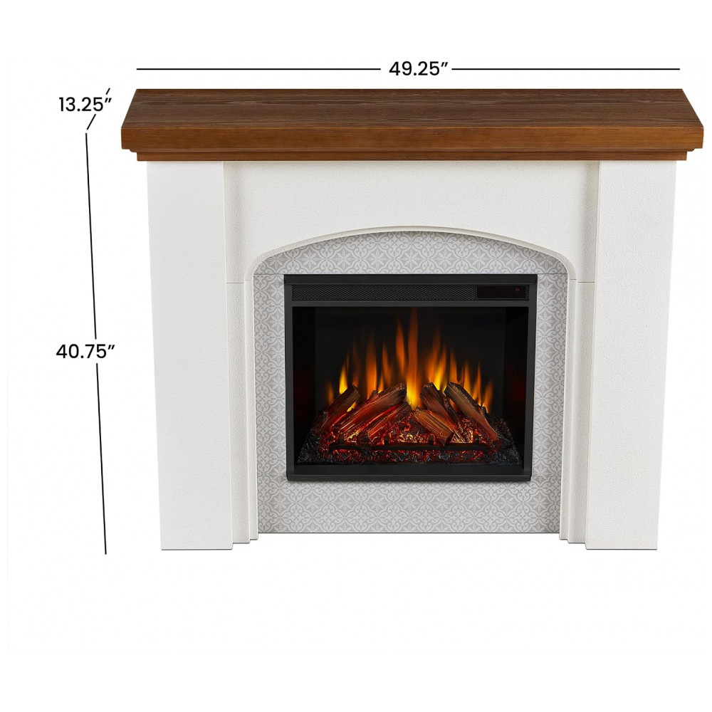 Lareira Elétrica Real Flame 125x103cm 1500W Chamas 12 Cores Branco 110V