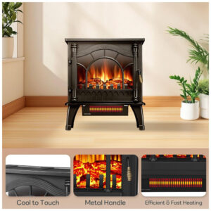 Lareira Elétrica ZAFRO 58x51cm 1500W Chamas 3D Design Retrô Portátil 110V