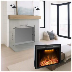 Lareira Elétrica Benrocks 91x69cm 1500W Insert Chamas Multicolor Som 110V