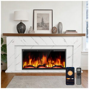 Lareira Elétrica R.W.FLAME 160x77cm 1500W Rack TV Chamas LED 12 Cores 110V