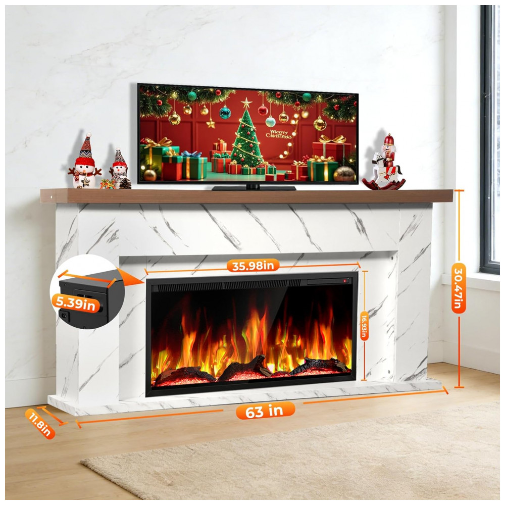 Lareira Elétrica R.W.FLAME 160x77cm 1500W Rack TV Chamas LED 12 Cores 110V