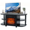 Rack TV Vaczon 122x76cm com Lareira Elétrica 46cm 1400W LED Preto 110V