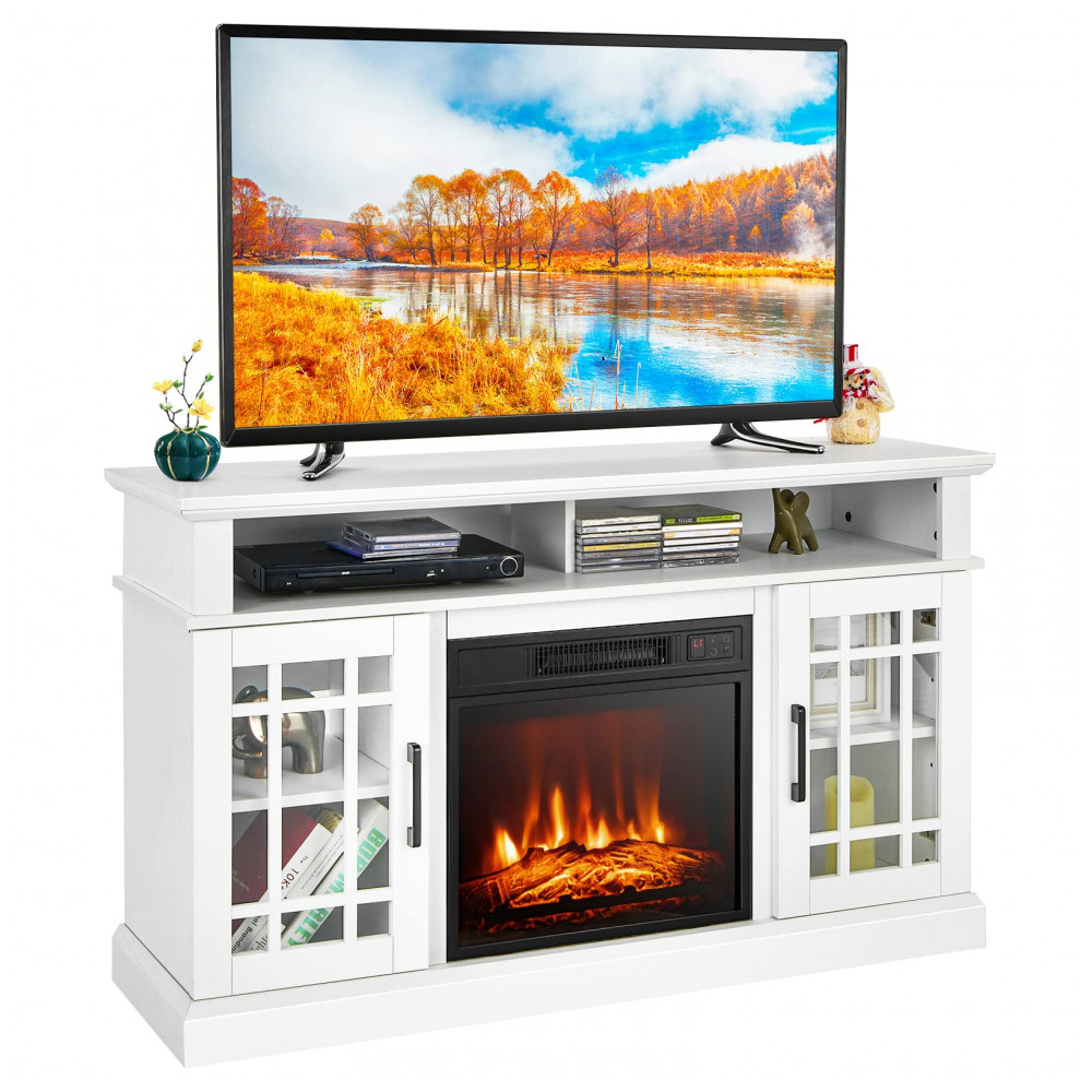 Lareira Elétrica Tangkula 122x41x74cm 1400W Chamas 3D Rack TV 50pol 110V