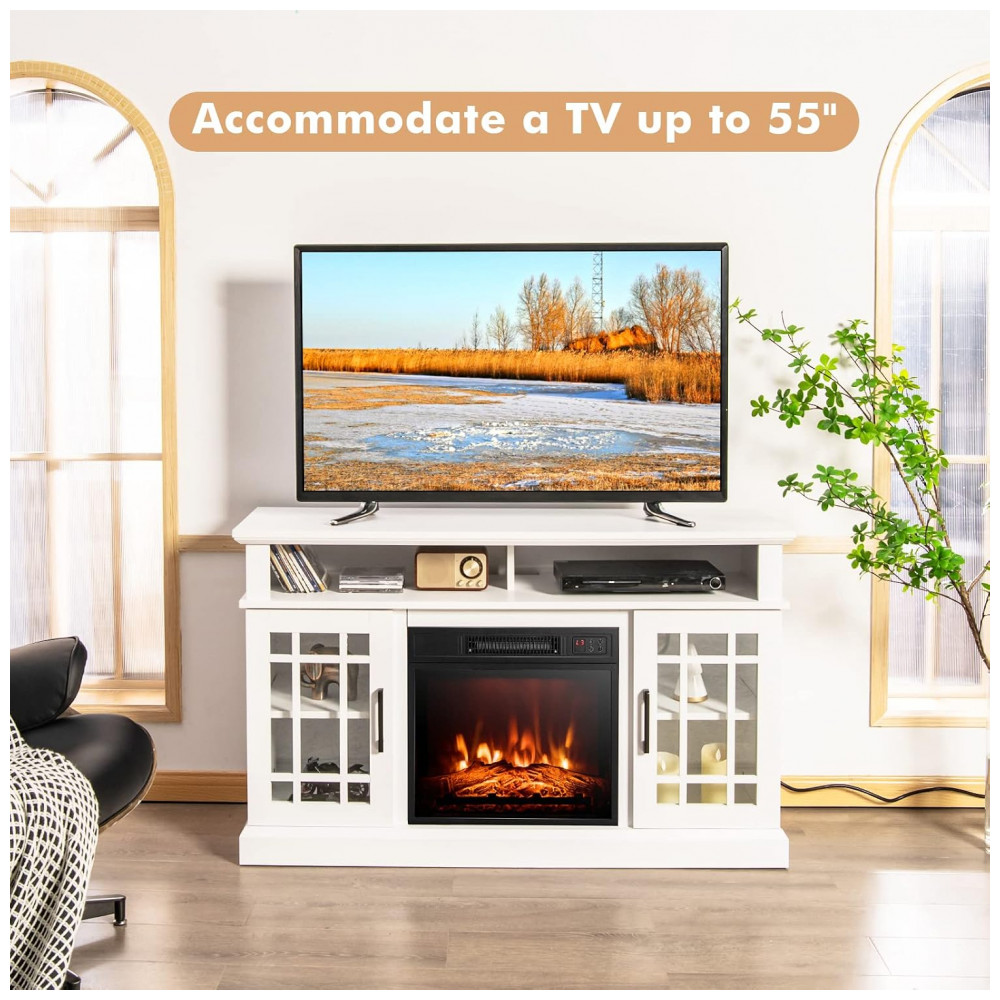 Lareira Elétrica Tangkula 122x41x74cm 1400W Chamas 3D Rack TV 50pol 110V