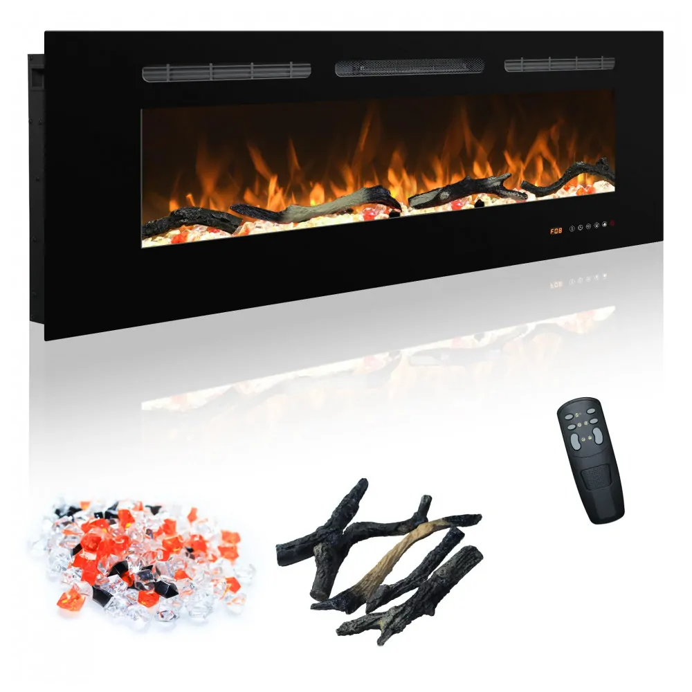 Lareira Elétrica Carsynflame 107x45cm 1500W 169 Cores Chamas WiFi Embutir 110V