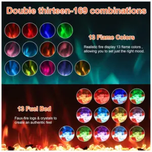 Lareira Elétrica Carsynflame 107x45cm 1500W 169 Cores Chamas WiFi Embutir 110V