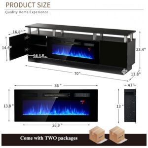 Rack TV Lareira Elétrica Oneinmil 178x59cm 91cm Fireplace 12 Cores LED 110V