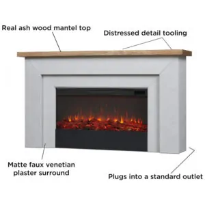 Lareira Elétrica Real Flame 171x95cm 1500W Mantel Chamas LED Controle 110V