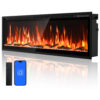 Lareira Elétrica Rresyet 152x49cm 1400W WiFi Alexa Chamas LED Embutir 110V