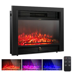 Lareira Elétrica Glacer 72x53cm 1500W Chamas 3 Cores Timer Embutir 110V