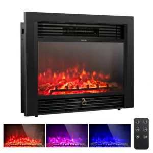 Lareira Elétrica Glacer 72x53cm 1500W Chamas 3 Cores Timer Embutir 110V