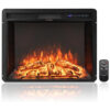 Lareira Elétrica de Embutir A53x68L cm com 2 Cores de Chama, 4 Opções de Brilho, Temporizador de 5H e Controle Remoto, 110V 1500W, COSTWAY, Preta