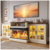 Rack TV OneBlis 246x81cm Lareira Elétrica 91cm LED 12 Cores Farmhouse 110V