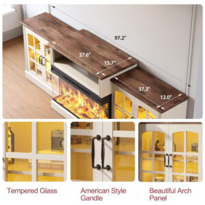 Rack TV OneBlis 246x81cm Lareira Elétrica 91cm LED 12 Cores Farmhouse 110V