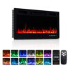 Lareira Elétrica ROVSUN 91x47cm 1500W WiFi Alexa 12 Cores LED Embutir 110V