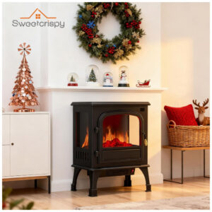 Lareira Elétrica Sweetcrispy FP203R T3 P de Piso 51 cm 20,2 Efeito Chama 3D 1500 W Timer 12h e Remoto