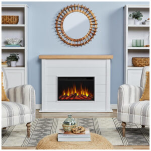 Lareira Elétrica Real Flame 124x97cm 1500W Chamas 6 Cores Controle Remoto 110V