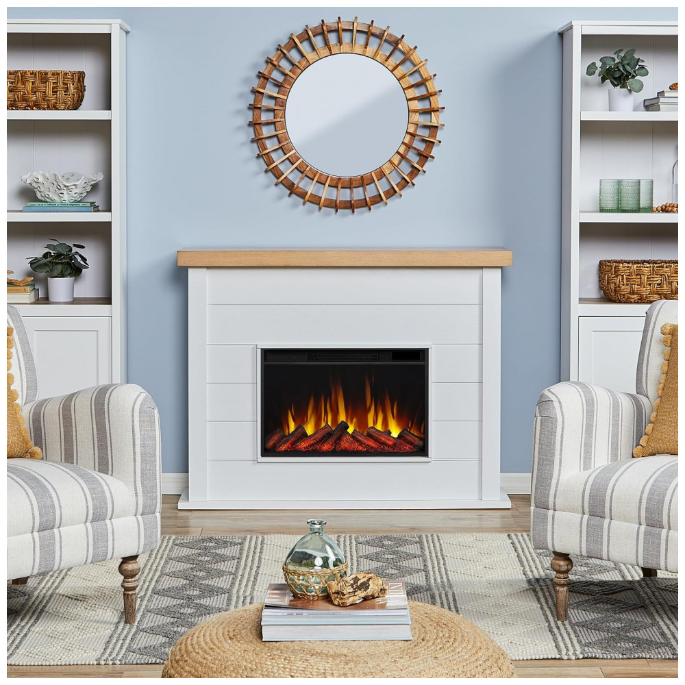Lareira Elétrica Real Flame 124x97cm 1500W Chamas 6 Cores Controle Remoto 110V