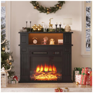 Lareira Elétrica PRETZI 110x101cm 1500W Chamas LED 12 Cores Portátil 110V
