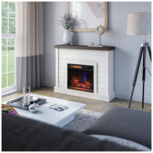 Lareira Elétrica Duraflame 120x98cm 1500W Chamas 3D Parede Branca 110V