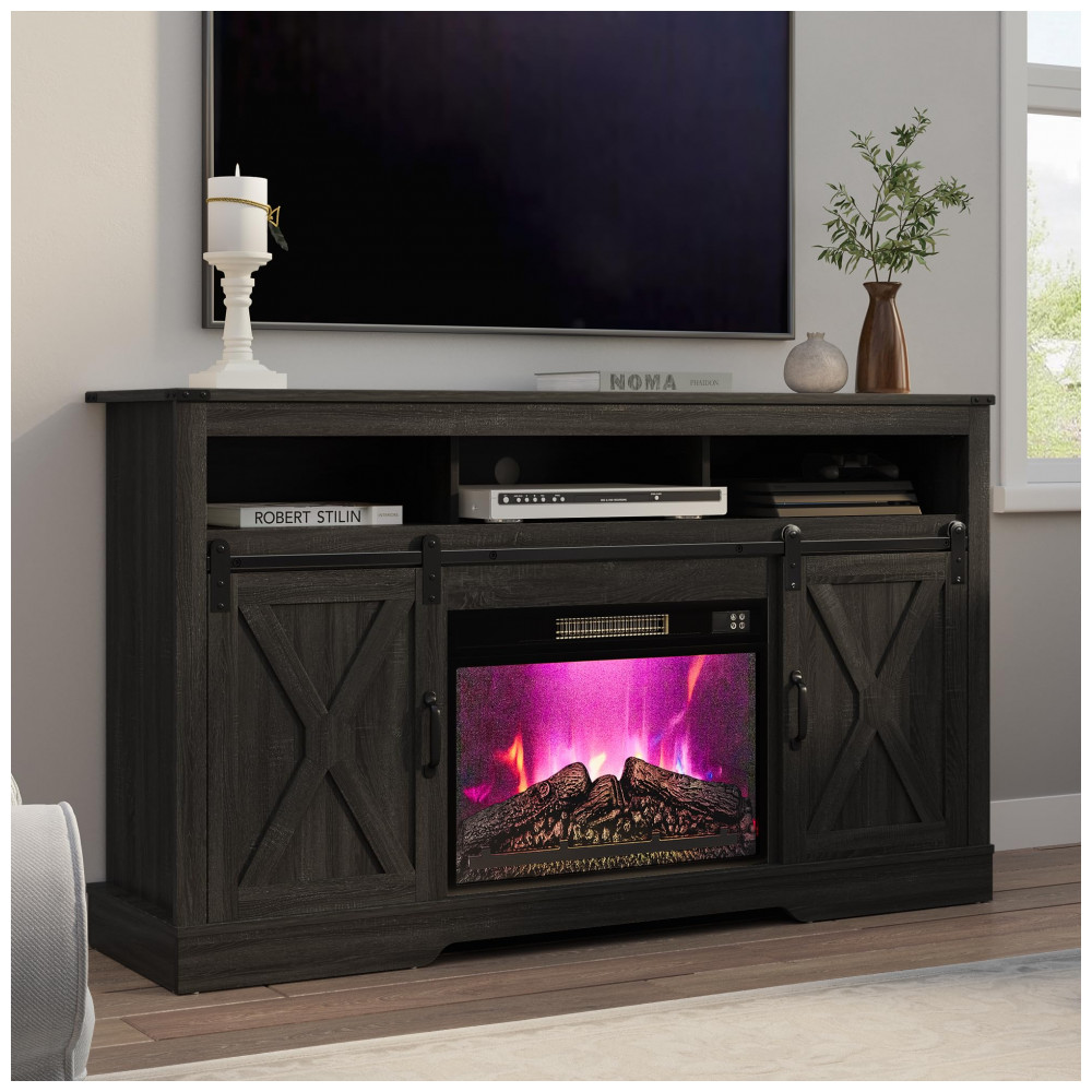 Rack TV com Lareira Elétrica RoyalCraft 147x86x41cm 5000BTU Cinza Rustico 110V