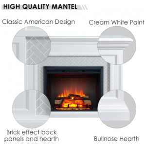 Lareira Elétrica Legend Flame 154x118cm 1500W Chamas LED Mantel Portátil 110V