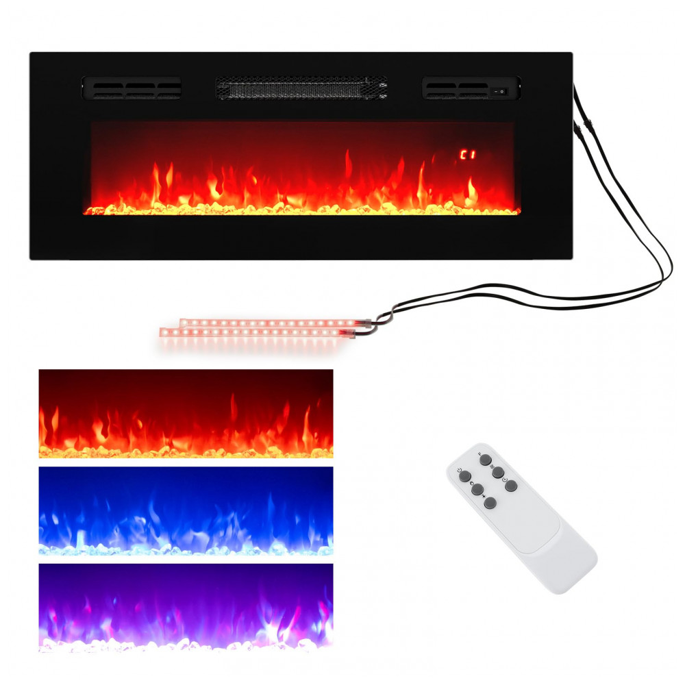 Lareira Elétrica COSTWAY 91x35cm 1500W Chamas LED Ajustáveis Embutir 110V