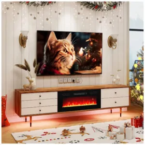 Lareira Elétrica COSTWAY 91x35cm 1500W Chamas LED Ajustáveis Embutir 110V