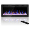 Lareira Elétrica VENDORZ 107x46cm 1500W 12 Cores LED Timer Embutir 110V