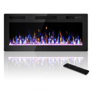 Lareira Elétrica VENDORZ 107x46cm 1500W 12 Cores LED Timer Embutir 110V